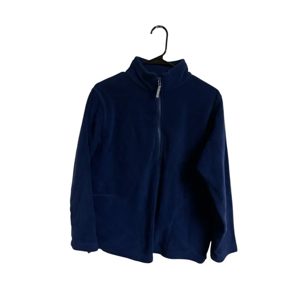 L.L. Bean Fleece Full Zip Jacket Mock Neck Sz L (14/16) Navy